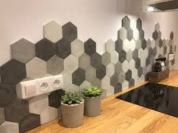 Concrete Hexagon Tiles Credence Cuisine Idee Deco Cuisine Idees De Decor