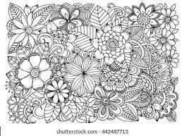 Show your kids a fun way to learn the abcs with alphabet printables they can color. Black White Flower Pattern Coloring Doodle Stock Vector Royalty Free 442487713
