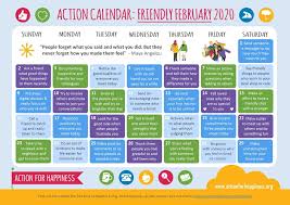 Action For Happiness In 2020 Action For Happiness February Calendar Calendar