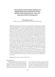 Check spelling or type a new query. Pdf Pengaruh Upah Kerja Terhadap Produktivitas Karyawan Pada Home Industri Jenang Milah Di Kabupaten Ponorogo