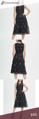 Dkny Embroidered Floral Black Lace Midi Dress 16 In 2020 Black Lace Midi Dress Lace Midi Dress Lace Midi