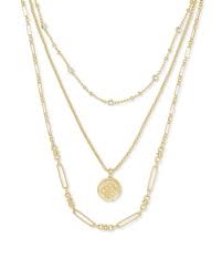 Men's 2pc 14k real gold pl medallion octagon guadalupe w/ 5mm 24 figaro chain. Medallion Coin Multi Strand Necklace In Gold Kendra Scott