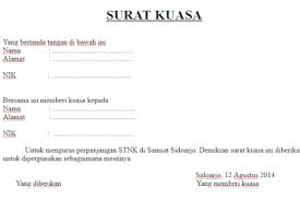 Contoh Surat Kuasa Perpanjangan Stnk Surat Tanda Proposal