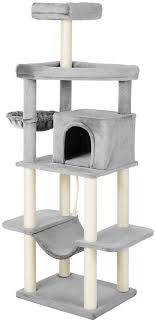 Please prevent your children from climbing the cat tree.please make sure the size and the maximum load capacity of the product fit your pet before purchasing. Frisco 73 In Cat Tree With Hammock Condo Lounge Basket Top Perch And Bed Gray Chewy Com Cat Tree Hammock Large Cat Tree