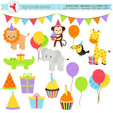 Birthday Animals Clipart Set Party Animals Clip Art Set Etsy Animal Clipart Clip Art Animal Birthday