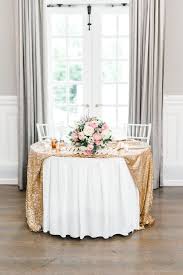 Sweet Heart Table With White Table Cloth And Glittery Gold Table Runner Sweetheart Table Wedding Sweetheart Table Gold Table Runners