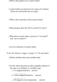 solved 1 what is the purpose of a control chart 2 cont