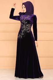 Modaselvim Elbise Yaprak Desenli Kadife Elbise Ygs6180 Mor Muslim Fashion Dress Fashion Mauve Dress