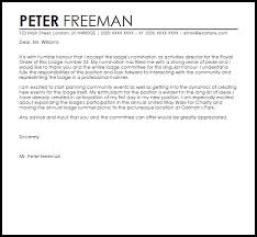 Nomination Acceptance Letter Example Letter Samples Templates