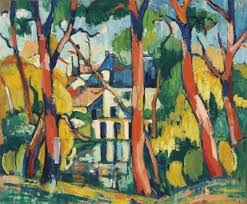 Artwork By Maurice De Vlaminck Arbres A La Maison Bleue Made Of Oil On Canvas Art Painting Artwork
