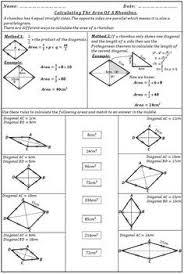 The Area Of A Rhombus Rhombus Student Self Assessment Pythagorean Theorem Activity