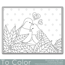Lovebirds Coloring Page For Grown Ups Instant Download Bird Coloring Pages Love Coloring Pages Coloring Pages For Grown Ups