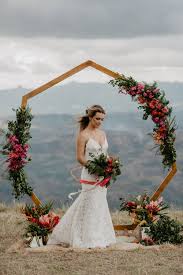 Heptagon Arch Hexagon Arch Geometric Wedding Inspiration Tropical Elopement Tropical Flowers Bride Ad Geometric Wedding Wood Wedding Arches Wedding Arch