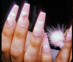 Pink Cloud An Butterfly Nails Art Girl Polish Cute Makeup Pink Acrylic Nails Long Acrylic Nails Pink Nails
