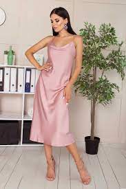 Dress Silk Midi Length Dusty Rose Am Look