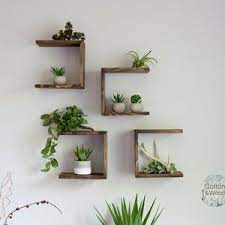 square wood shelves wall rustic etsy floating house plants decor farmhouse hanging planter