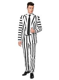 Black and white costume party. Suitmeister Striped Black White Party Suit Maskworld Com
