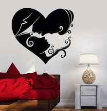 Vinyl Wall Decal Heart Loving Couple Bedroom Art Love Stickers Unique Gift 457ig Heart Wall Decal Vinyl Wall Decals Bedroom Art