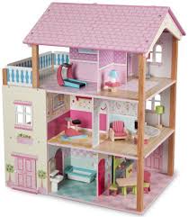 Holz Puppenhaus 3 Stockig Mit Mobeln Casitas Para Ninas Casas De Munecas Casa De Munecas De Madera