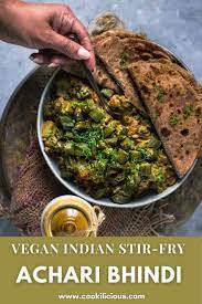 Achari Dahi Bhindi Indian Okra Curry Recipe In 2021 Vegan Entree Recipes Indian Food Recipes Vegetarian Recipes