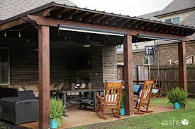 White aluminum attached solid patio cover with 4 posts (10 lbs. How To Re Stain A Back Patio Covering And Porch Swing In 1 Day How Does She