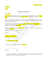 Internship Offer Letter Without Salary Templates At Allbusinesstemplates Com