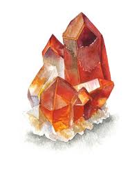 Orange Quartz Cluster Art Print By Andrea Fairservice Crystal Drawing Crystals Art Drawing Watercolor Gem