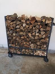 Steel Log Rack On Wheels Wood Fireplace Grate Firewood