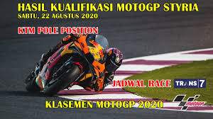 Jadwal motogp le mans prancis ini ditunggu lorenzo dengan rasa optimis dan penuh percaya diri. Hasil Kualifikasi Motogp Styria 2020 Jadwal Race Motogp Styria 2020 Live Trans7 Youtube
