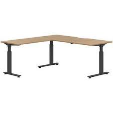 Stilford S2 Electric Corner 1800mm Workstation Oak Black Officeworks Workstation Oak Desk Top Desk Furniture