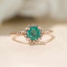 Vintage Emerald Engagement Ring Rose Gold Halo Engagement Etsy Vintage Engagement Rings Unique Emerald Engagement Ring Vintage Engagement Rings