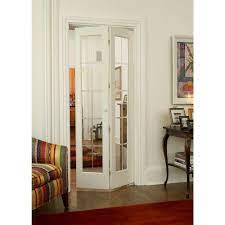 Browse our selection of mobile home interior doors here! Pinecroft 30 In X 80 In Optique Clear Full Lite Universal Reversible Interior Wood Bi Fold Door 873526 The Home Depot Glass Bifold Doors French Doors Interior Doors Interior