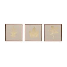 Graham & brown's framed wall art makes an impressive center piece for any wall. Set Of 3 12 Square Harvest Framed Canvas Decorative Wall Art Set Gold Target