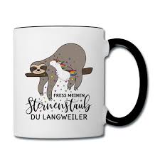 Einhorn Faultier Spruch Fress Meinen Sternenstaub Tasse Zweifarbig Simsalapimp Faultier Tshirt Bedrucken Sternenstaub