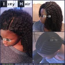 Black hair weave styles give women the flexibility to choose many different looks. Sew In Weave Brazilian Kinky Curls With Lace Closure Natural Black