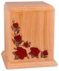 Red Roses Wooden Cremation Urn Wooden Urn Wood Urn Cremation Urns