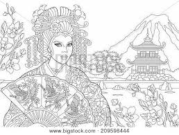 Check spelling or type a new query. Coloring Page Geisha Vector Photo Free Trial Bigstock