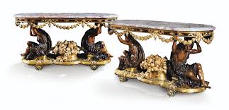 A Pair Of Patinated And Gilt Bronze Mounted Burr Amboyna Consoles The Figures Attributed To Albert Er Beautiful Furniture Gorgeous Antiques Antique Collection