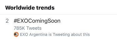 Four of the five hashtags trended worldwide, with #exo_tempo trending as high as no. Exo Worldwide Union On Twitter Trends Exocomingsoon Is Trending 1 Worldwide Good Work Everyone We Ve Made It To 864k Tweets Let S Get To 1m Weareoneexo Lay Zhang B Hundred Hyun Https T Co Ia9oa9bxtr