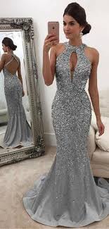 Silver Rhinestone Beaded Long Mermaid Prom Dresses Simple Prom Dresses Pd0764 Popular Prom Dresses Prom Dresses Long Mermaid Grey Prom Dress
