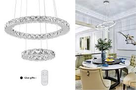 Kai Crystal Island Pendant Light Dimmable Temperature Adjustable Contemporary Chandelie Dining Room Lighting Adjustable Pendant Light Modern Crystal Chandelier