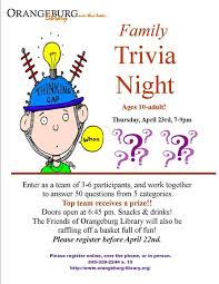 Insurance is one of the most crucial things to have. Family Trivia Night Enter As A Team Of 3 6 And Work Together To Answer 50 Questions From 5 Categories Literacy Night Library Events Trivia Night
