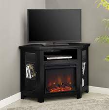 Lynette corner electric fireplace media cabinet. Walker Edison Black Corner Fireplace Tv Stand For Tvs Up To 50 Walmart Com Walmart Com