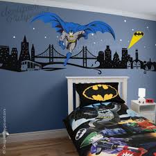 Batman wall decal boy name bedroom vinyl lettering decor personalized batman symbol wall stickers decals boys bedroom decor. Gotham City Night Scene With Batman Light Wall Decal Large Set Batman Decor Batman Room Batman Wall
