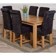 Outdoor 6 seater dining table and chair set by maze. Oslo Large Oak Dining Set With 6 Washington Black Fabric Chairs Oak Furniture King