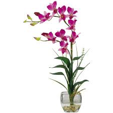 Blue artificial flowers & silk flowers. Nearly Natural 22 In Purple Dendrobium Silk Orchid Flower Arrangement 1135 Pp The Home Depot