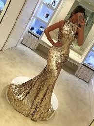 Buy Mermaid Round Neck Sweep Train Light Gold Sequined Prom Dress From For 319 99 Only In Mai Sparkly Prom Dresses Evening Dresses Prom Sequin Prom Dresses