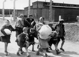 Women and children on their way to the gas chambers at Auschwitz-Birkenau,  May 1944. The photographs are taken from the Auschwitz Album — a unique  collection of images captured by SS photographers