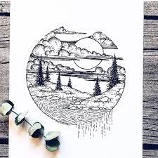 simply beautiful by wildwither please use blackworkillustrations to submit your work mountains clouds stippling art circle drawing pencil art drawings