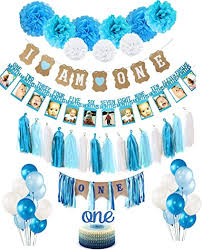 Whether you're planning a first birthday, or a 50th birthday, we have everything from decorations and supplies, to favors, and games in a wide selection of themes, styles, and exclusive collections. Amazon Com 1st Birthday Boy S Decoration Kit Complete One Year Party Decoration Set Beautiful Pastel Colors For First Baby Boy S Birthday 2 Party Banners Latex Pearl Balloons Paper Pompom Decorations Toys